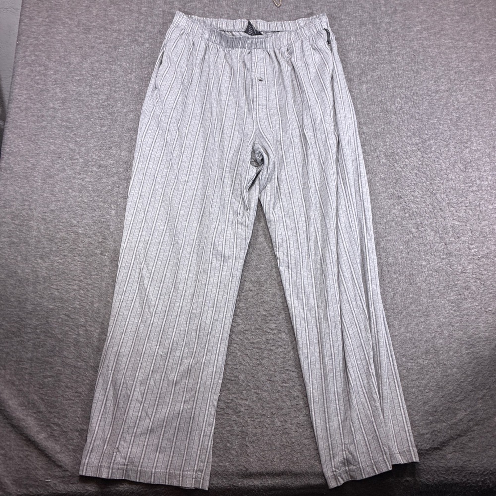 John Henry Sleepwear Pants Mens Large Gray Striped Cotton Blend